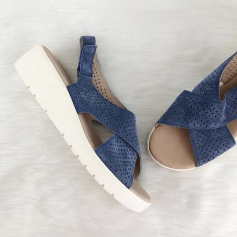 JOHNSTON & MURPHY Blue Suede Sling Back Sandals - Picture 3 of 8